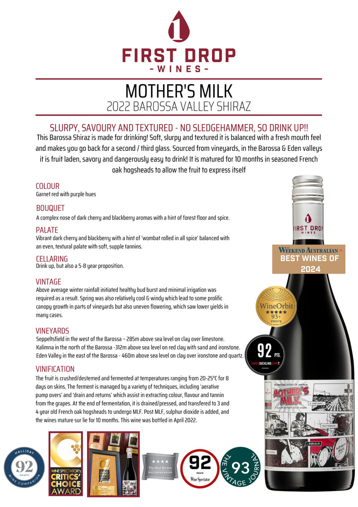 First Drop - ‘Mother’s Milk’ Barossa Shiraz 2022