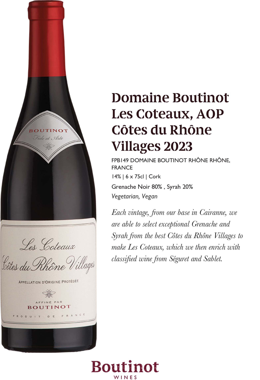 Boutinot Les Coteaux Cotes du Rhone 2023