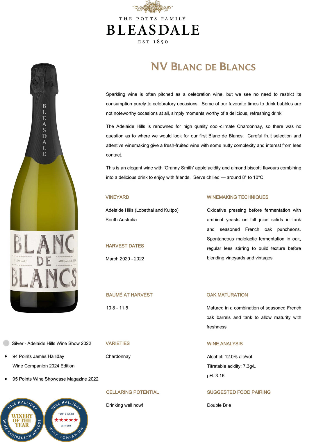 Bleasdale Blanc de Blancs N.V.