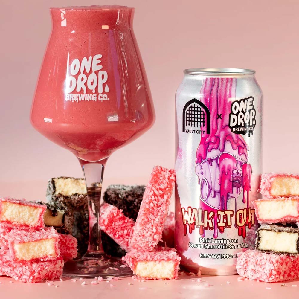 One Drop Brewing x Vault City - Walk It Out - Pink Lamington Cream Smoothie Sour